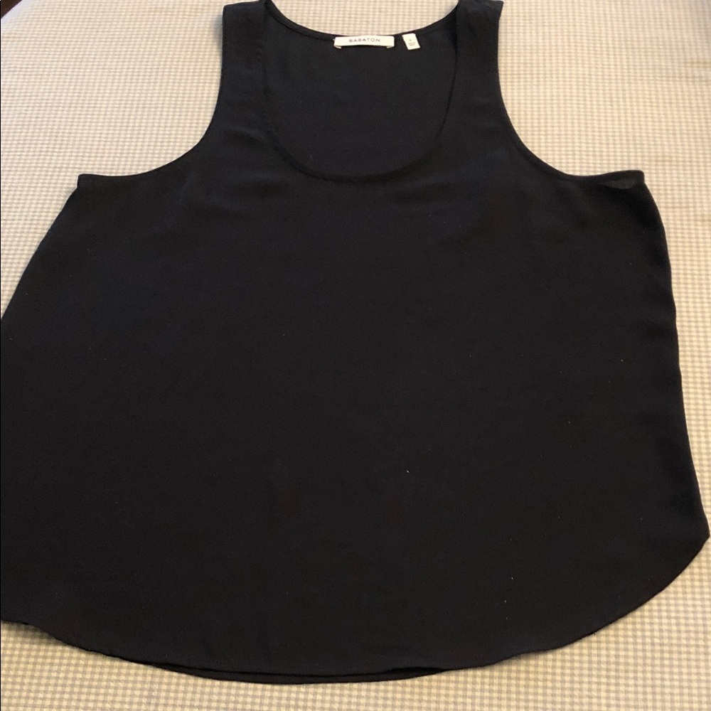 Aritzia Babaton Classic Black Crepe Basic Tank Top Soft & Flowy Size S #742